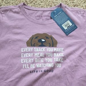 Life Is Good. Womens Dog TShirt - Lavender. NWT Small
